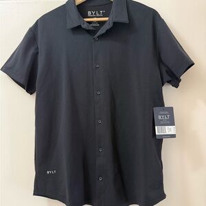 BYLT Basics Men's Black Short Sleeve Button Down